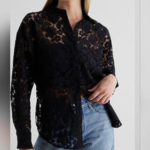 NWT EXPRESS Lace Boyfriend Portofino Shirt